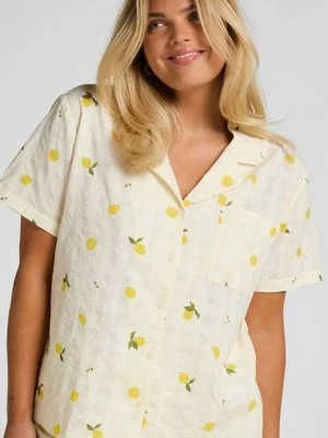 Hunkemöller Kurtka Piżamowa Cytrynowa Biały