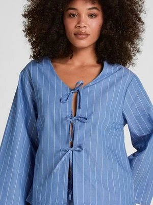 Hunkemöller Kurtka Piżamowa w Paski Niebieski