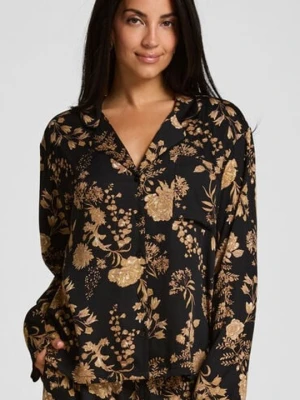 Hunkemöller Kurtka Piżamowa Woven Print Czarny