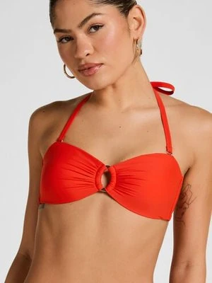 Hunkemöller Luksusowy Top Bikini Bandeau z Kółkiem Czerwony
