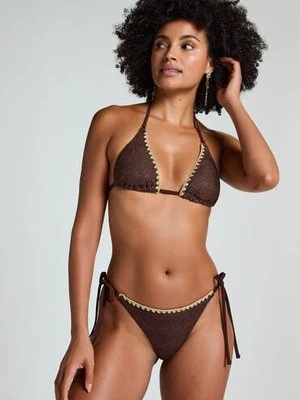 Hunkemöller Majtki Bikini Cheeky Tanga Crochet Brązowy