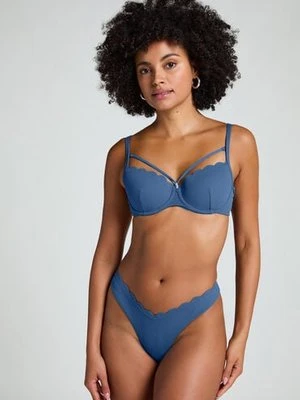 Hunkemöller Majtki Bikini Wysoko Krojona Scallop Niebieski