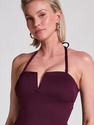 Hunkemöller Neoprenowy strój kąpielowy Bandeau Fioletowy
