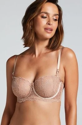 Hunkemöller Nieusztywniany biustonosz z fiszbinami longline Anya Brązowy