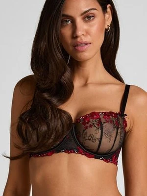 Hunkemöller Nieusztywniany biustonosz z fiszbinami Peonie Czarny