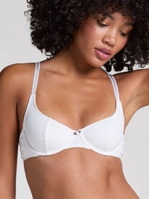 Hunkemöller Nieusztywniany biustonosz z fiszbinami Pointelle Biały