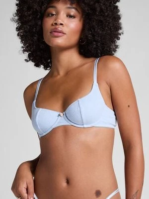 Hunkemöller Nieusztywniany biustonosz z fiszbinami Pointelle Niebieski
