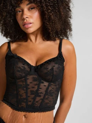 Hunkemöller Nieusztywniany długi biustonosz z fiszbinami Darcy Czarny