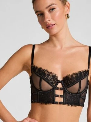 Hunkemöller Nieusztywniany długi biustonosz z fiszbinami Nienke Czarny