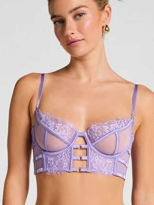Hunkemöller Nieusztywniany długi biustonosz z fiszbinami Nienke Fioletowy