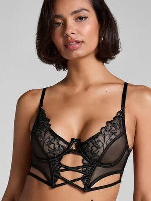 Hunkemöller Nieusztywniany długi biustonosz z fiszbinami Scarlett Czarny