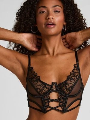 Hunkemöller Nieusztywniany długi biustonosz z fiszbinami Scarlett Czarny
