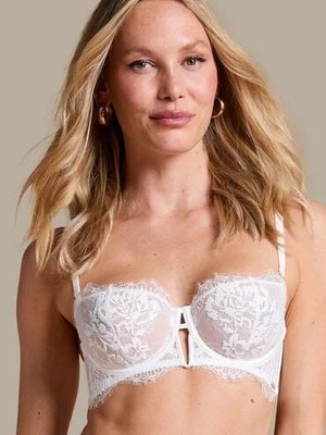 Hunkemöller Nieusztywniany długi biustonosz z fiszbinami Tiah Biały