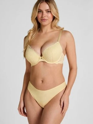 Hunkemöller Niewidoczne pod ubraniem stringi z koronkowym tyłem Żółty