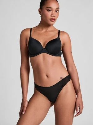 Hunkemöller Niewidoczne pod ubraniem stringi z paseczkami i siateczką Czarny