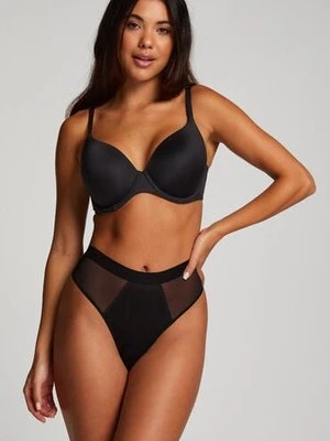 Hunkemöller Niewidoczne pod ubraniem stringi z siateczki, z wysokim wycięciem Czarny