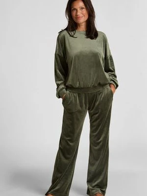 Hunkemöller Petite Welurowe spodnie do piżamy Zielony