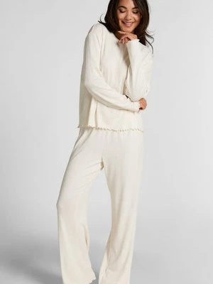 Hunkemöller Piżama Spodnie Loose Pointelle Biały