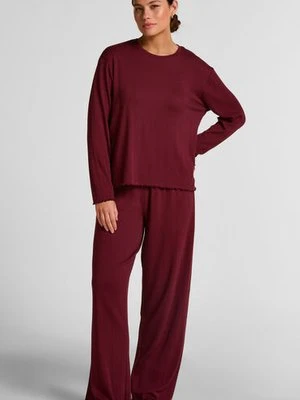 Hunkemöller Piżama Spodnie Loose Pointelle Czerwony