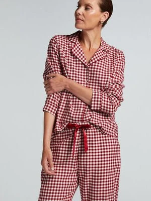 Hunkemöller Piżama we wzór Flannel Czerwony