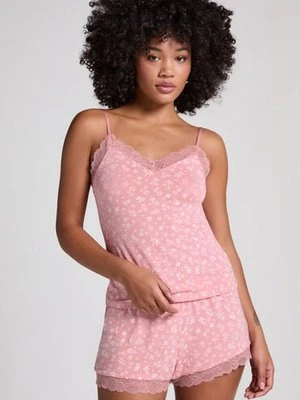 Hunkemöller Piżama z szortami i topem na ramiączkach Różowy