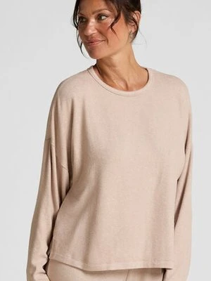 Hunkemöller Piżamowy top z dżerseju z długimi rękawami Beżowy