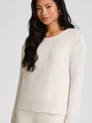 Hunkemöller Piżamowy top z dżerseju z długimi rękawami Biały