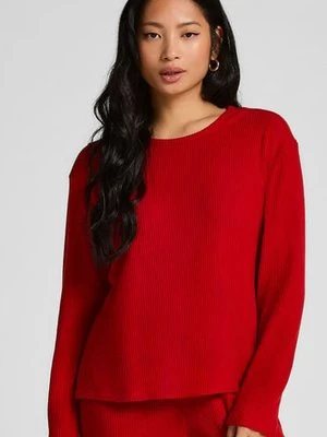 Hunkemöller Piżamowy top z dżerseju z długimi rękawami Czerwony