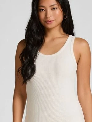 Hunkemöller Podkoszulek ze szczotkowanego dżerseju w prążki Biały