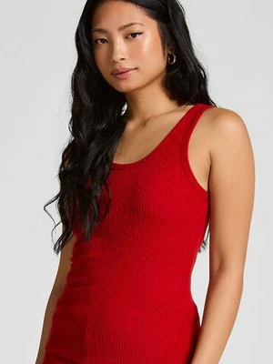 Hunkemöller Podkoszulek ze szczotkowanego dżerseju w prążki Czerwony