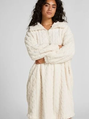 Hunkemöller Poncho z Polarowego Splotu Warkoczowego Biały