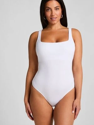 Hunkemöller Prążkowane bawełniane body Biały