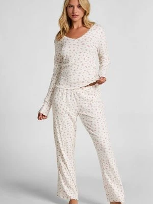 Hunkemöller Prążkowane spodnie piżamowe Biały