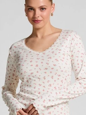 Hunkemöller Prążkowany top od piżamy Biały