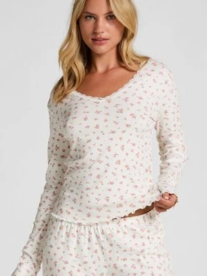 Hunkemöller Prążkowany top od piżamy Biały