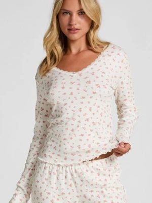 Hunkemöller Prążkowany top od piżamy Biały