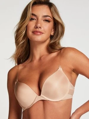 Hunkemöller Przezroczysty, usztywniany biustonosz z fiszbinami Push-Up bez ramiączek Beżowy