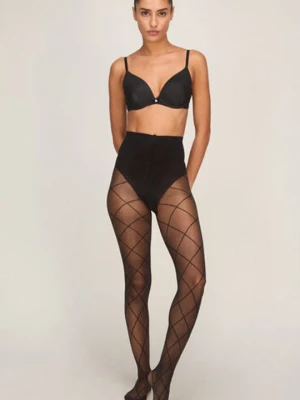 Hunkemöller Rajstopy 15 DEN Check Czarny