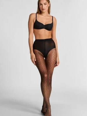 Hunkemöller Rajstopy 15 Den Kropki Anti-Ladder Czarny