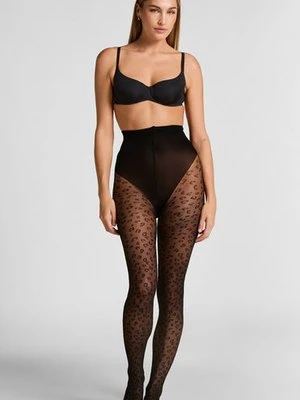 Hunkemöller Rajstopy 15 Den Leopard Czarny