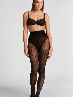 Hunkemöller Rajstopy 15 Den Leopard Czarny