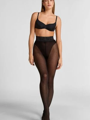 Hunkemöller Rajstopy 15 Den Siatka Graficzna Czarny