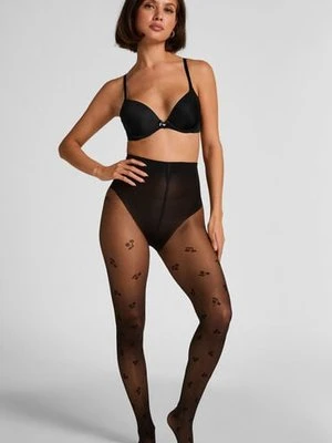 Hunkemöller Rajstopy 15 Den z nadrukiem Czarny