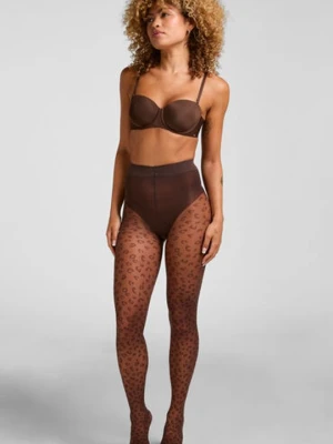 Hunkemöller Rajstopy 15 Denier Leopard Brązowy