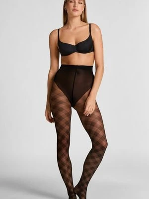 Hunkemöller Rajstopy 15 Denier w Kratkę Czarny