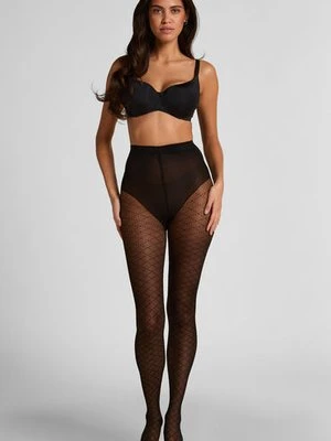 Hunkemöller Rajstopy 30 Den z nadrukiem Czarny