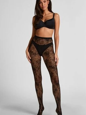 Hunkemöller Rajstopy Allover Lace Czarny