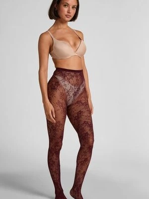 Hunkemöller Rajstopy Allover Lace Czerwony