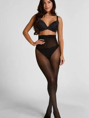 Hunkemöller Rajstopy lureksowe w kropki i paski Czarny