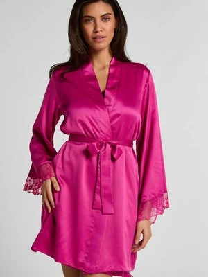 Hunkemöller Satynowe kimono Peonie Różowy
